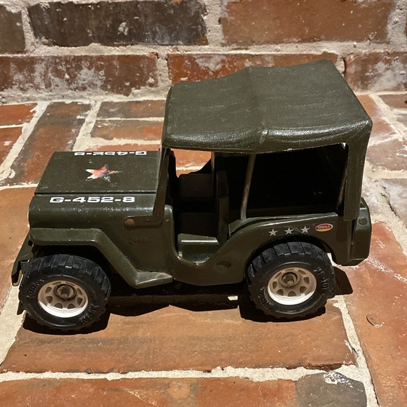 RARE Vintage TONKA  Army Military Green JEEP Truck Pressed Metal 1970's - Picture 11 of 16